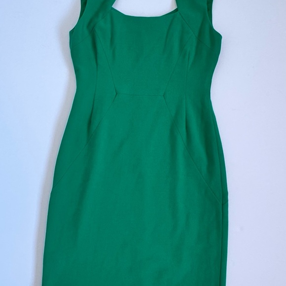 BCBGMaxAzria Clara Sheath Dress Square Neck Mini Sz8 Avocado Green Cocktail - Picture 8 of 16